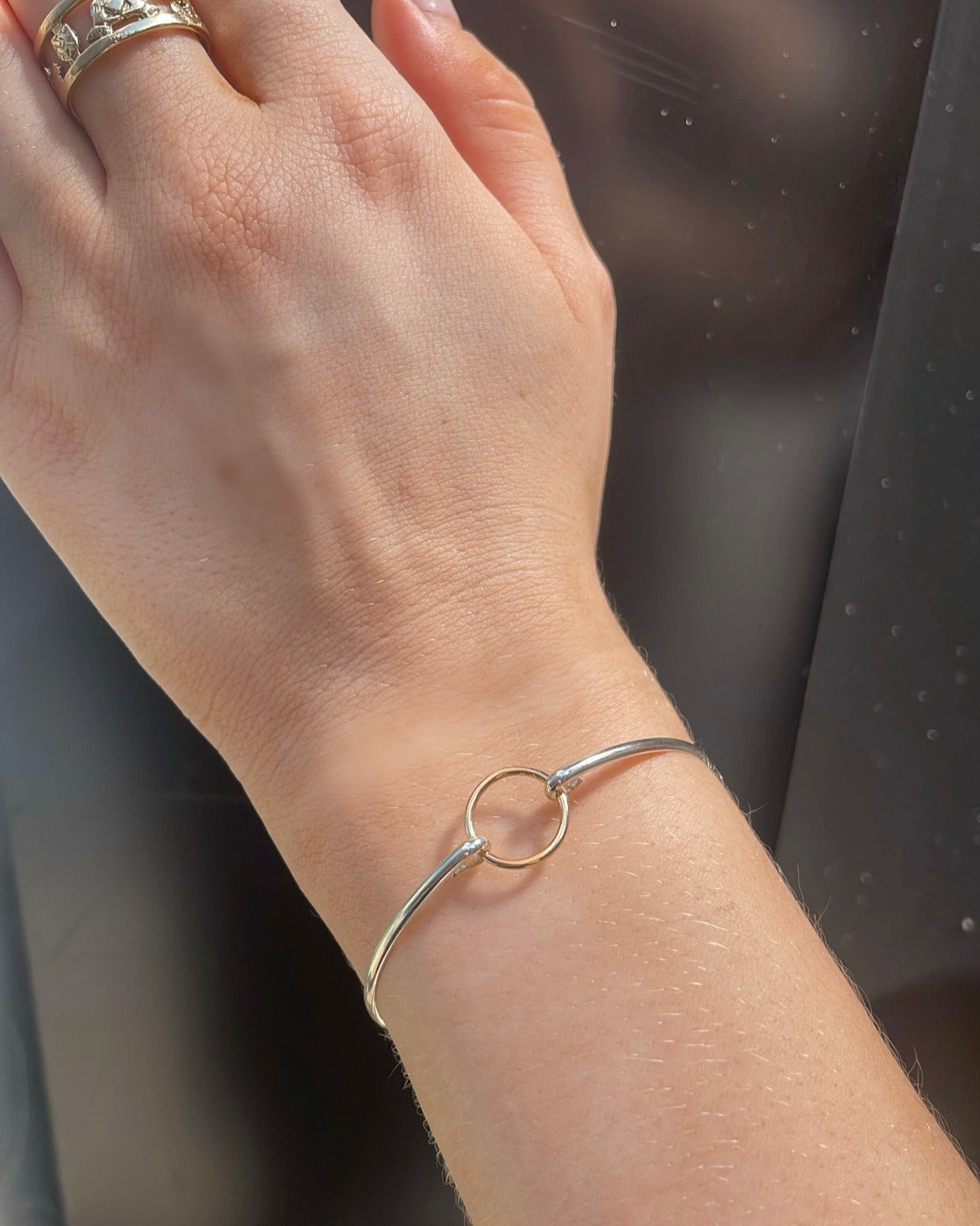 9ct Yellow Gold Mini Circle & Sterling Silver Bangle