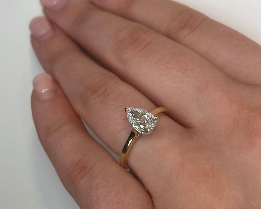 Pear Drop Diamond 18ct Yellow Gold Engagement Ring