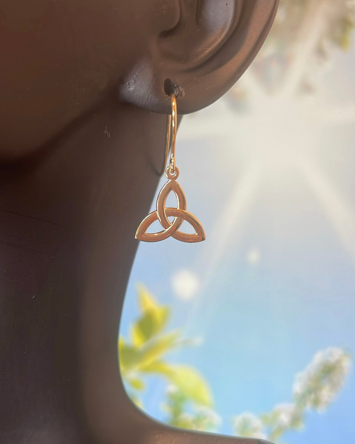 9ct Yellow Gold Mini Trinity Knot Shepherd Hook Earrings
