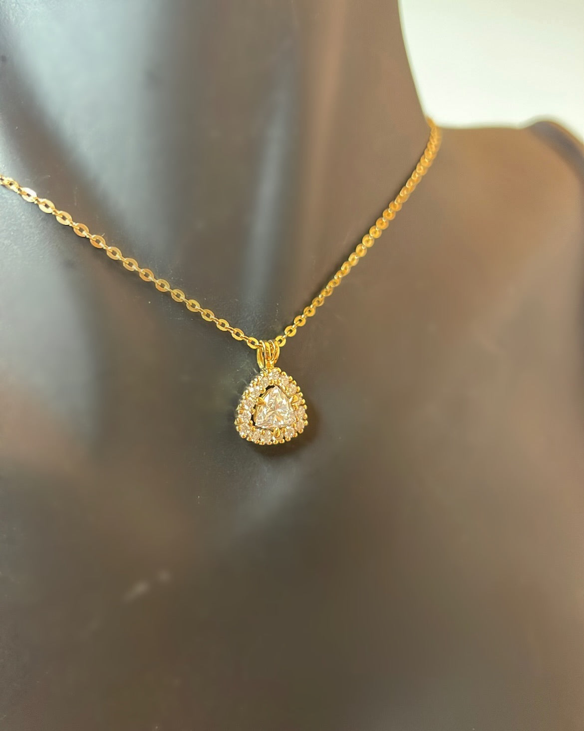9ct Yellow Gold Triangular Brilliant Diamond Halo Pendant