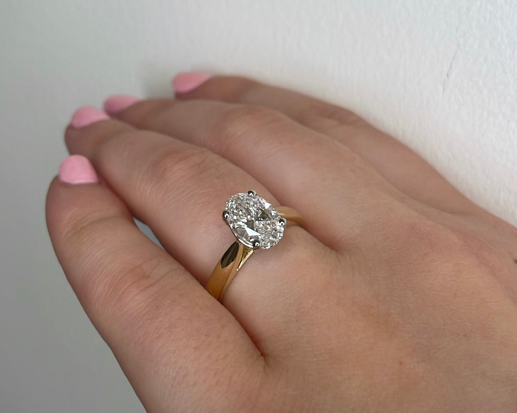 1.60ct Oval Diamond Solitaire Ring in 18ct Yellow Gold