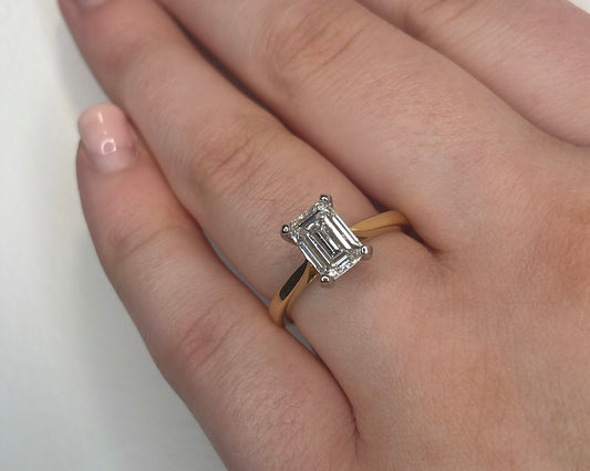 1.50ct Emerald Cut Diamond Solitaire 18ct Engagement Ring