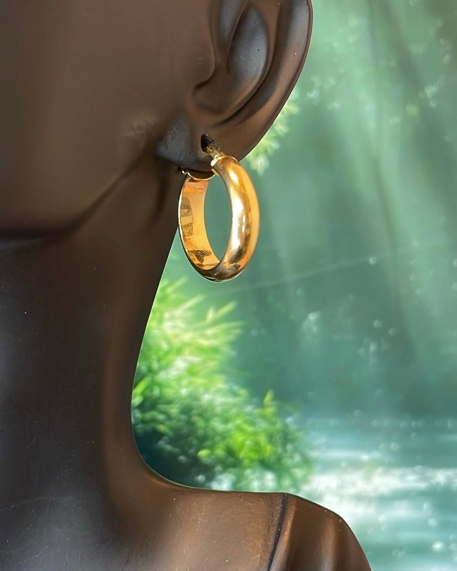 Wide Rounded 9ct Yellow Gold Hoop Earrings