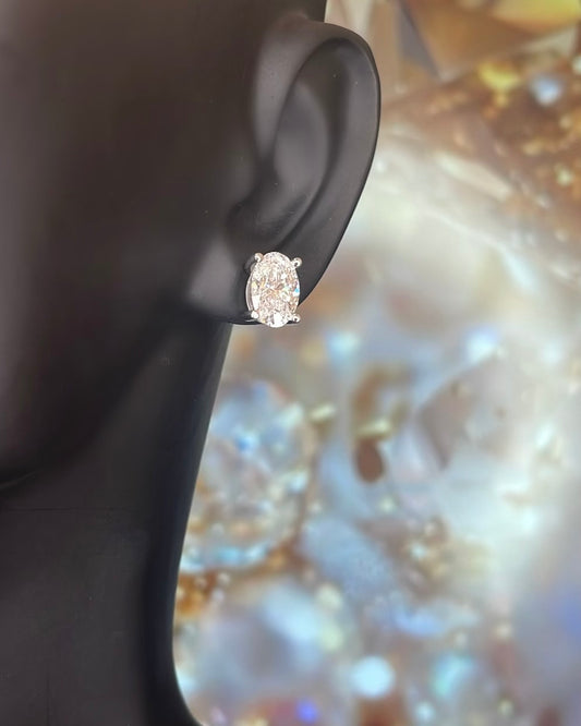 2.08ct Total Oval Diamond Stud 9ct White Gold Earrings
