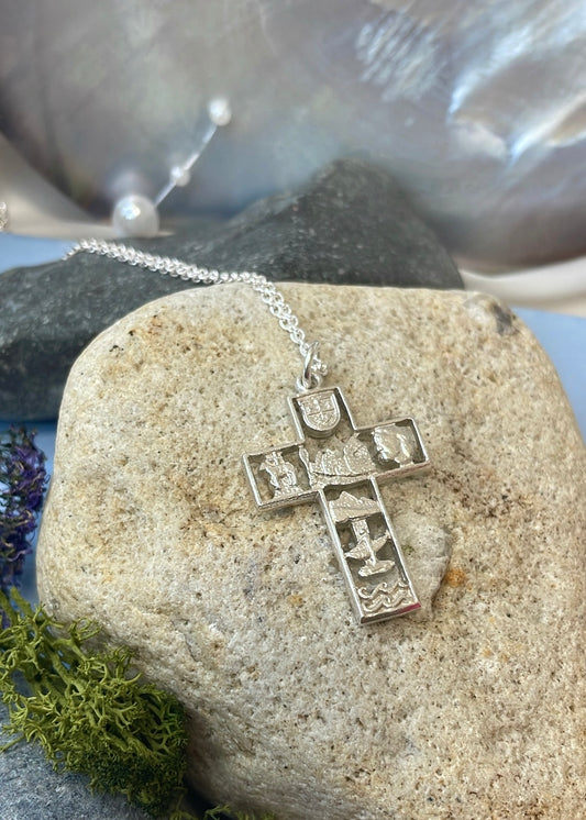 Large Story of Mayo Sterling Silver Open Back Cross