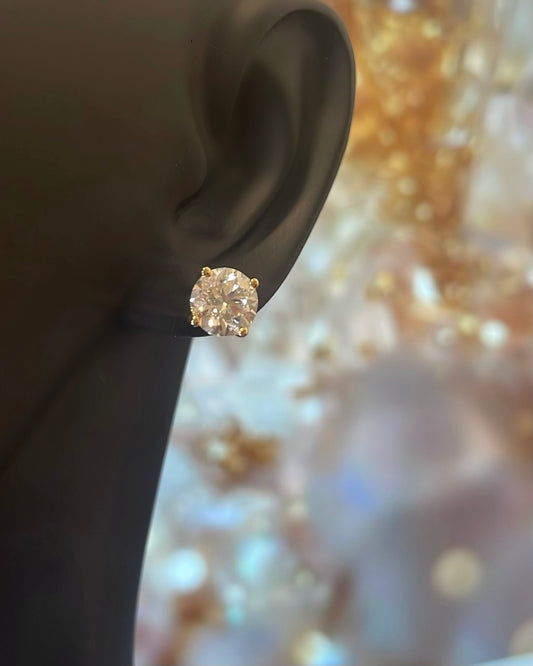 2ct Total Round Brilliant Diamond Stud 9ct Yellow Gold Earrings
