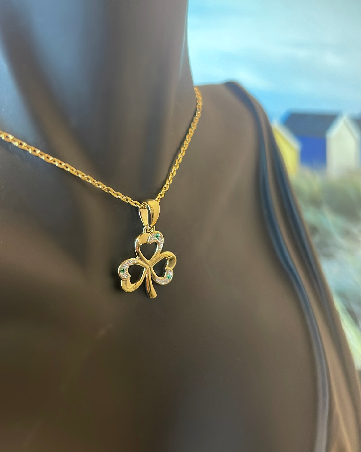 18ct Rolled Gold & CZ Shamrock Pendant