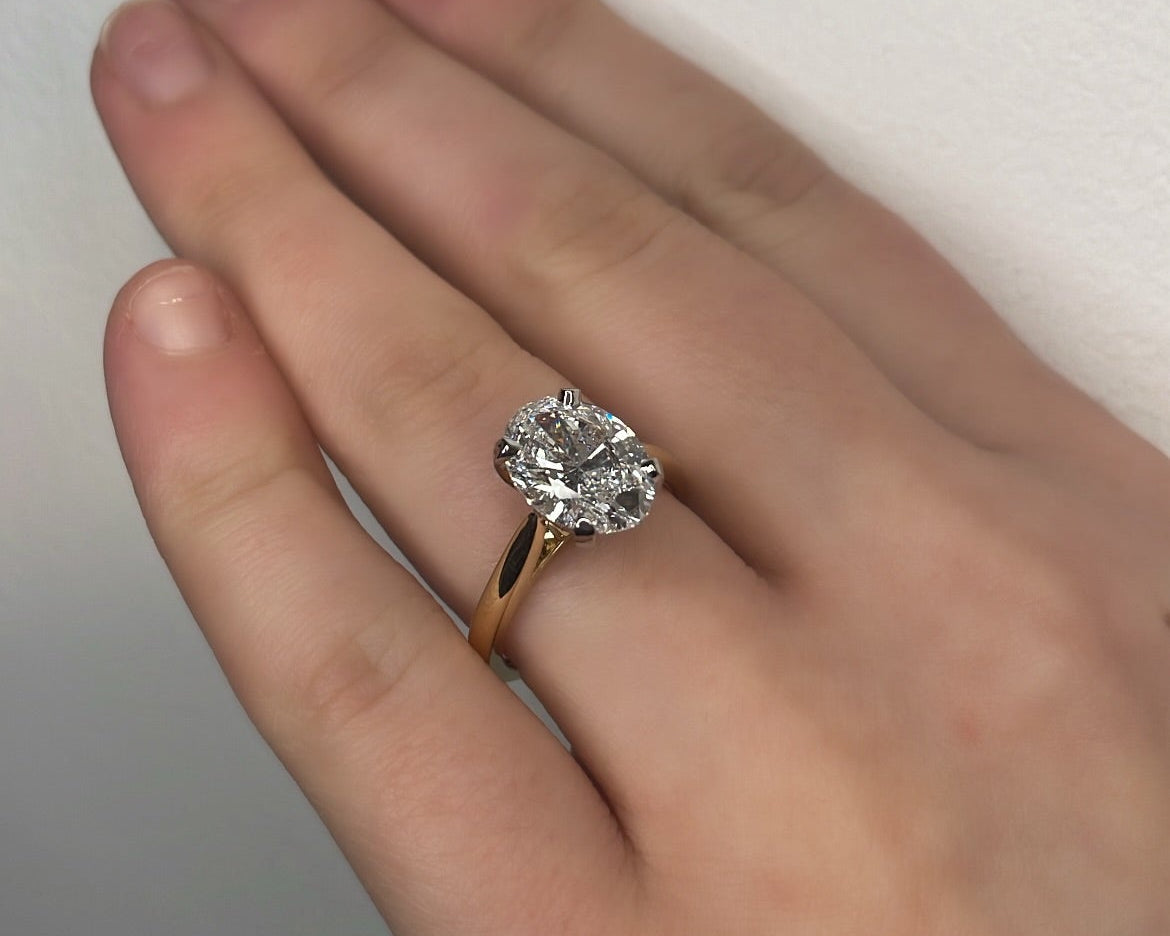 3.50ct Oval Diamond Solitaire Ring in 18ct Yellow Gold