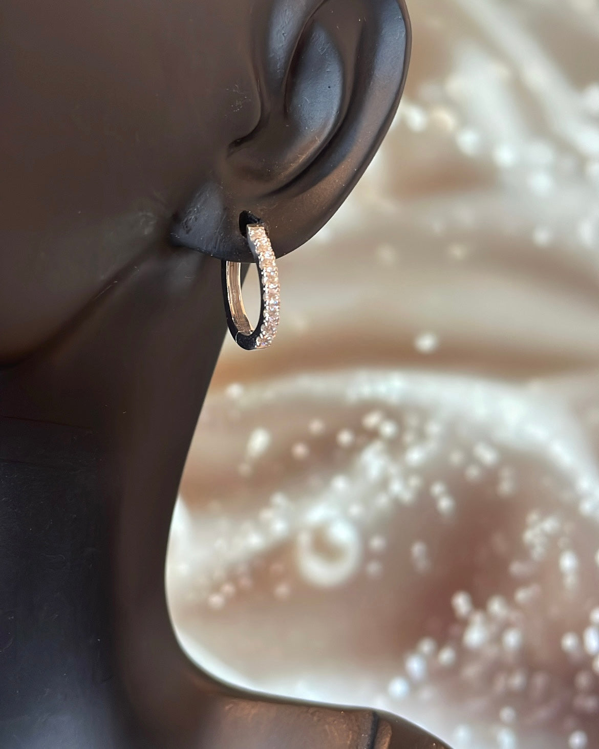 9ct White Gold & Diamond Mini Hoop Earrings