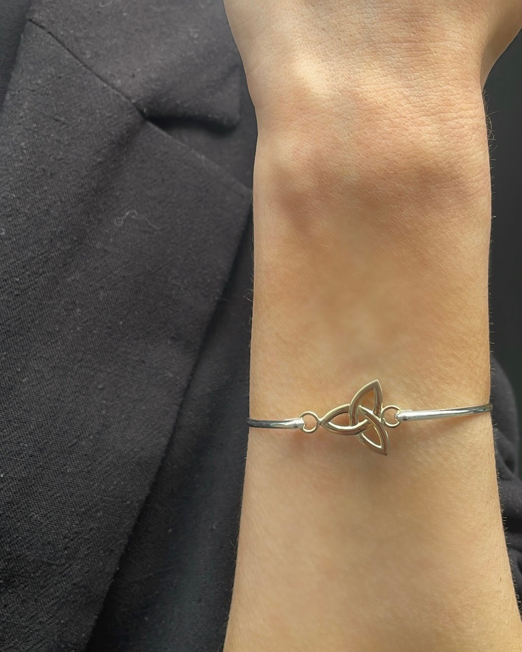 9ct Yellow Gold Trinity Knot & Sterling Silver Bangle