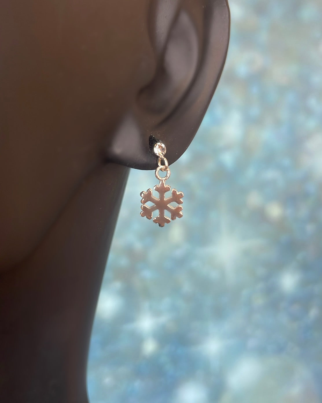 Sterling Silver CZ Snowflake Drop Earrings