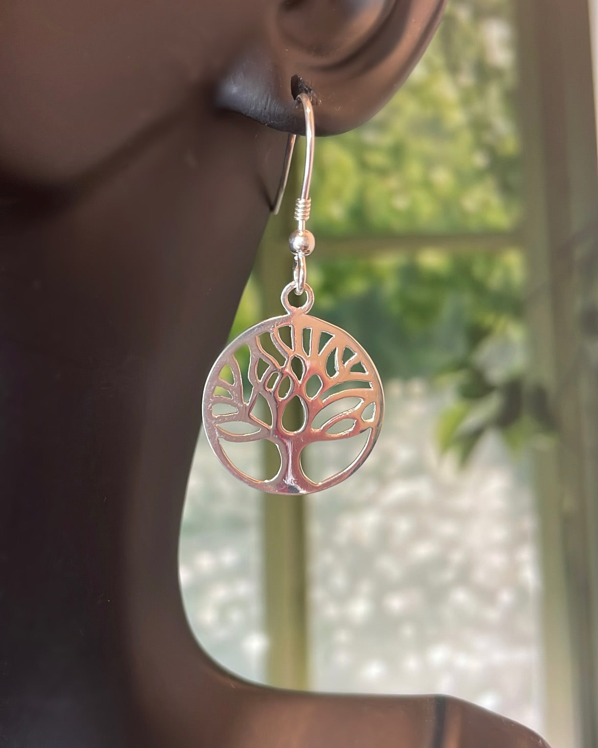 Sterling Silver Tree of Life Shepherd Hook Earrings