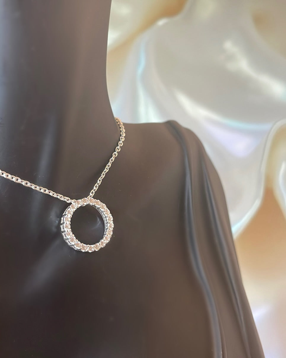Sterling Silver & CZ Circle Pendant