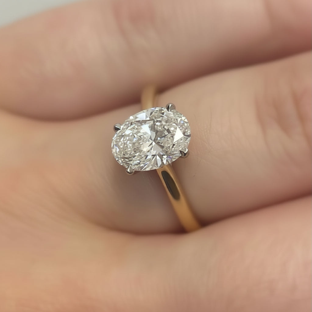 2.0ct Oval solitaire in 18ct Yellow gold