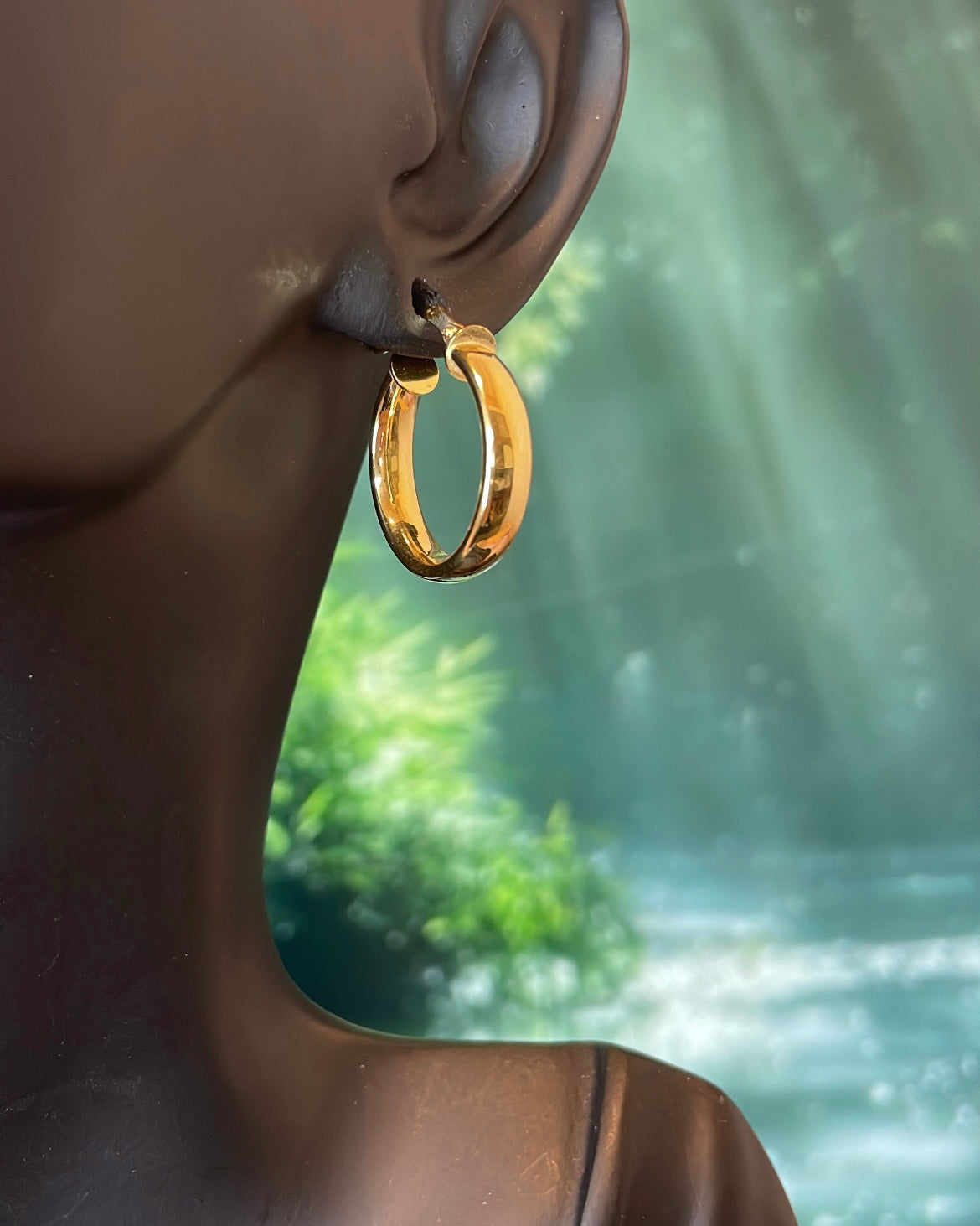 Medium Rounded 9ct Yellow Gold Hoop Earrings