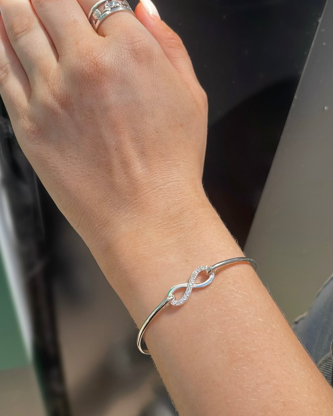 Sterling Silver Infinity CZ Bangle