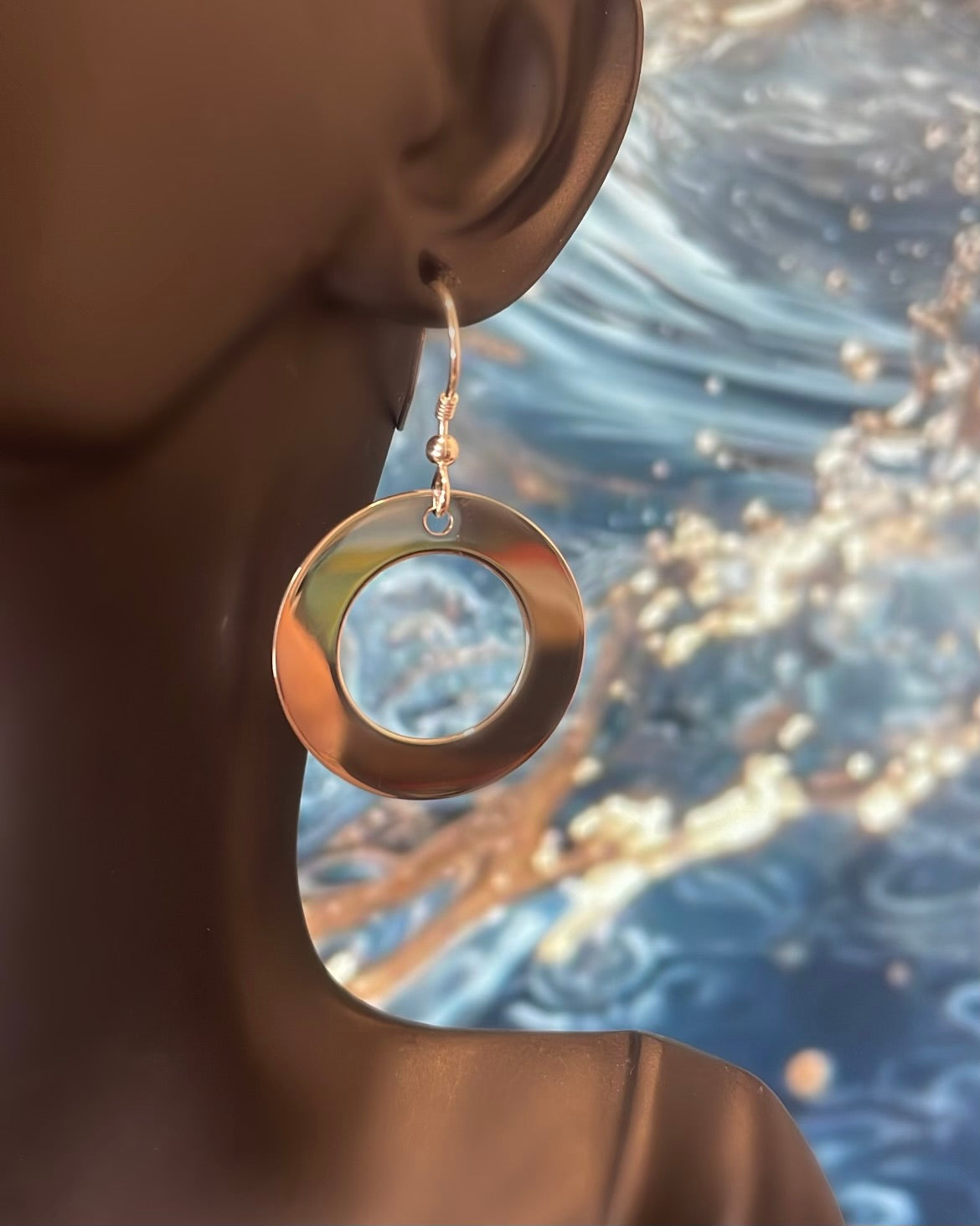 Large Sterling Silver Hoop Circle Earrings