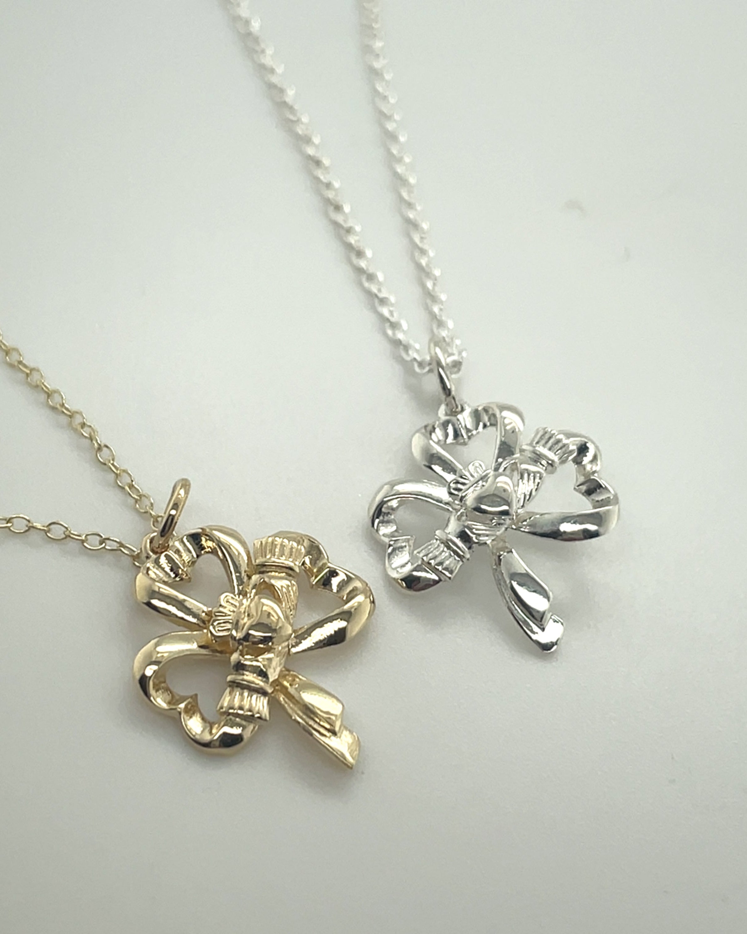 9ct Yellow Gold Shamrock & Claddagh Pendant