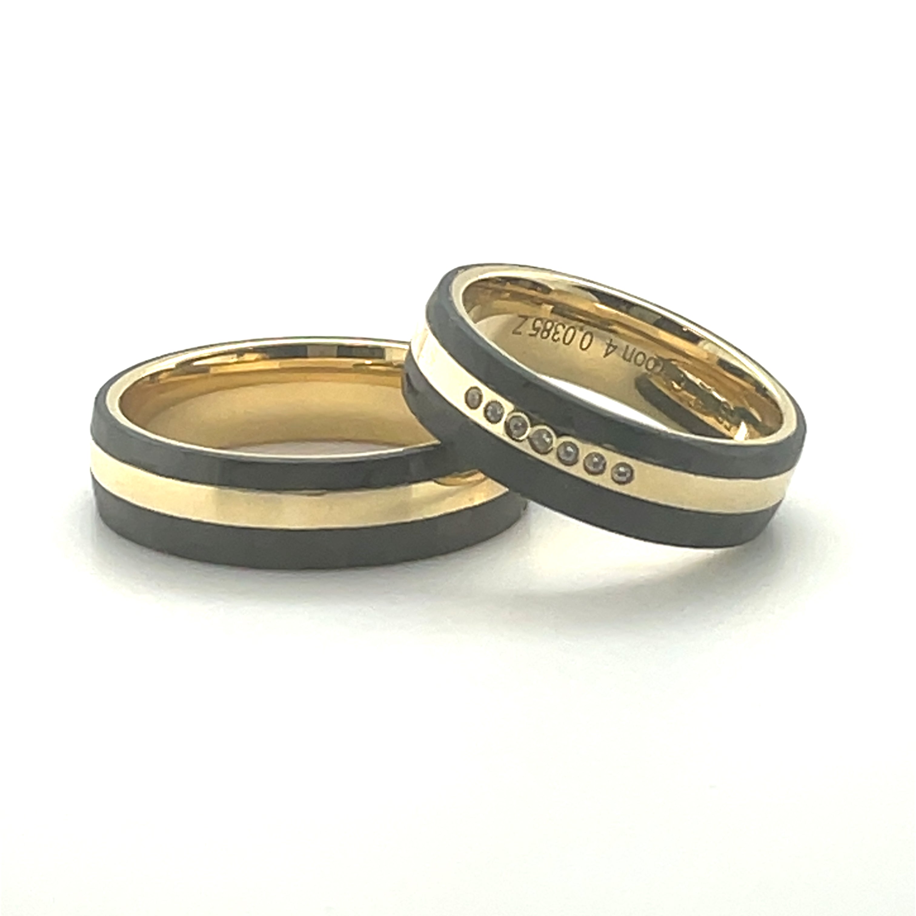 Black Carbon Yellow Gold Wedding Band