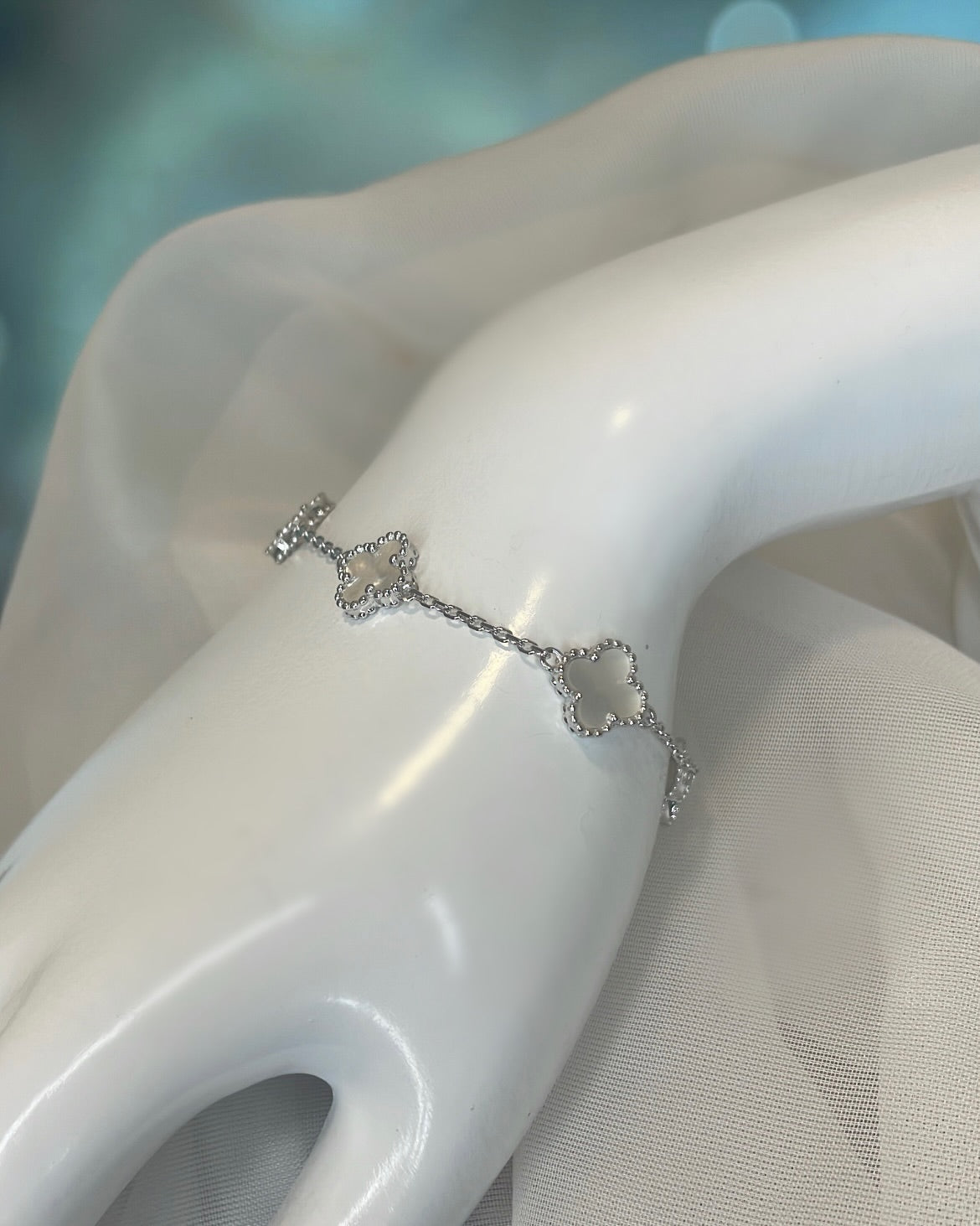 Sterling Silver Clover & Mother of Pearl Earrings