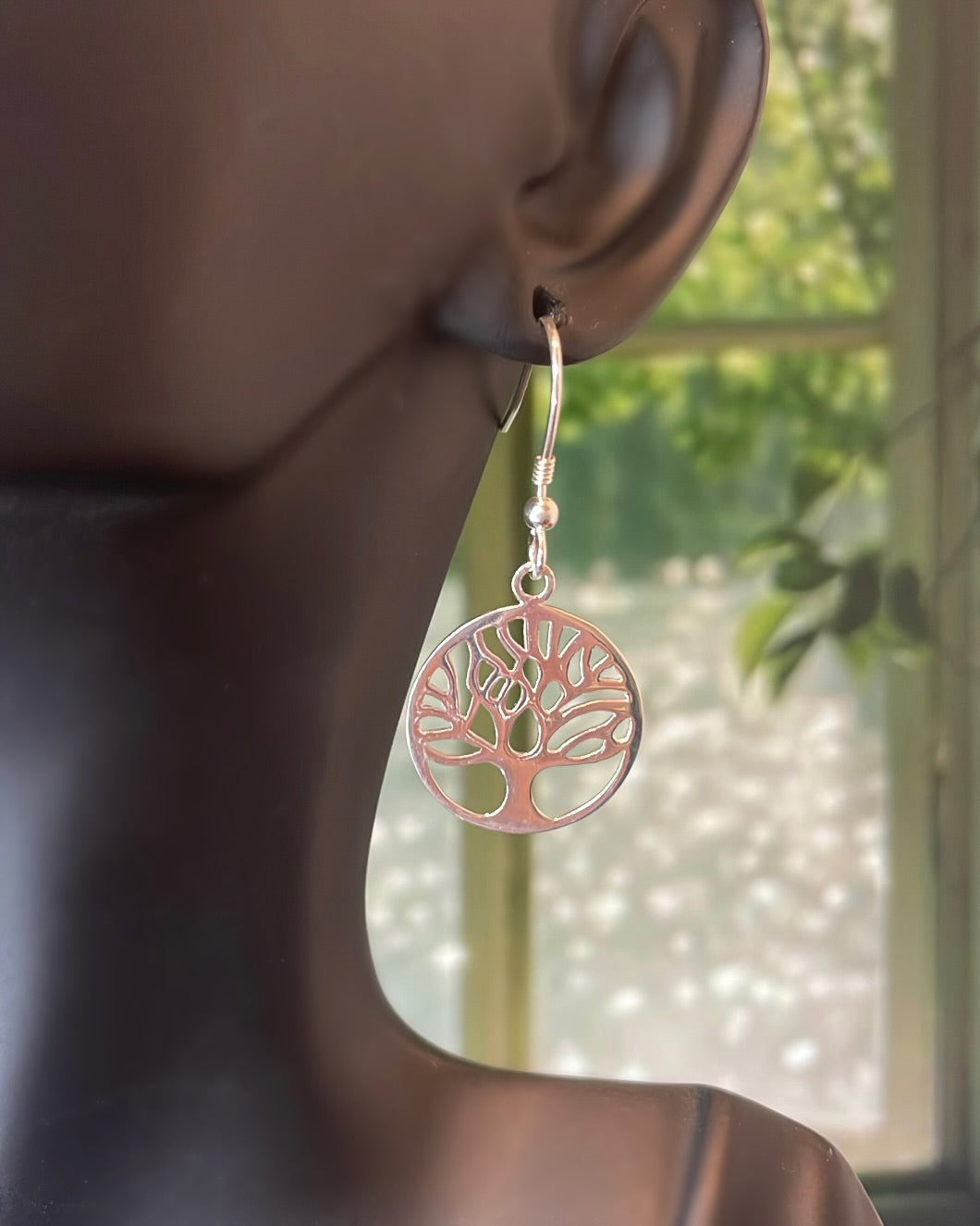 Sterling Silver Tree of Life Shepherd Hook Earrings