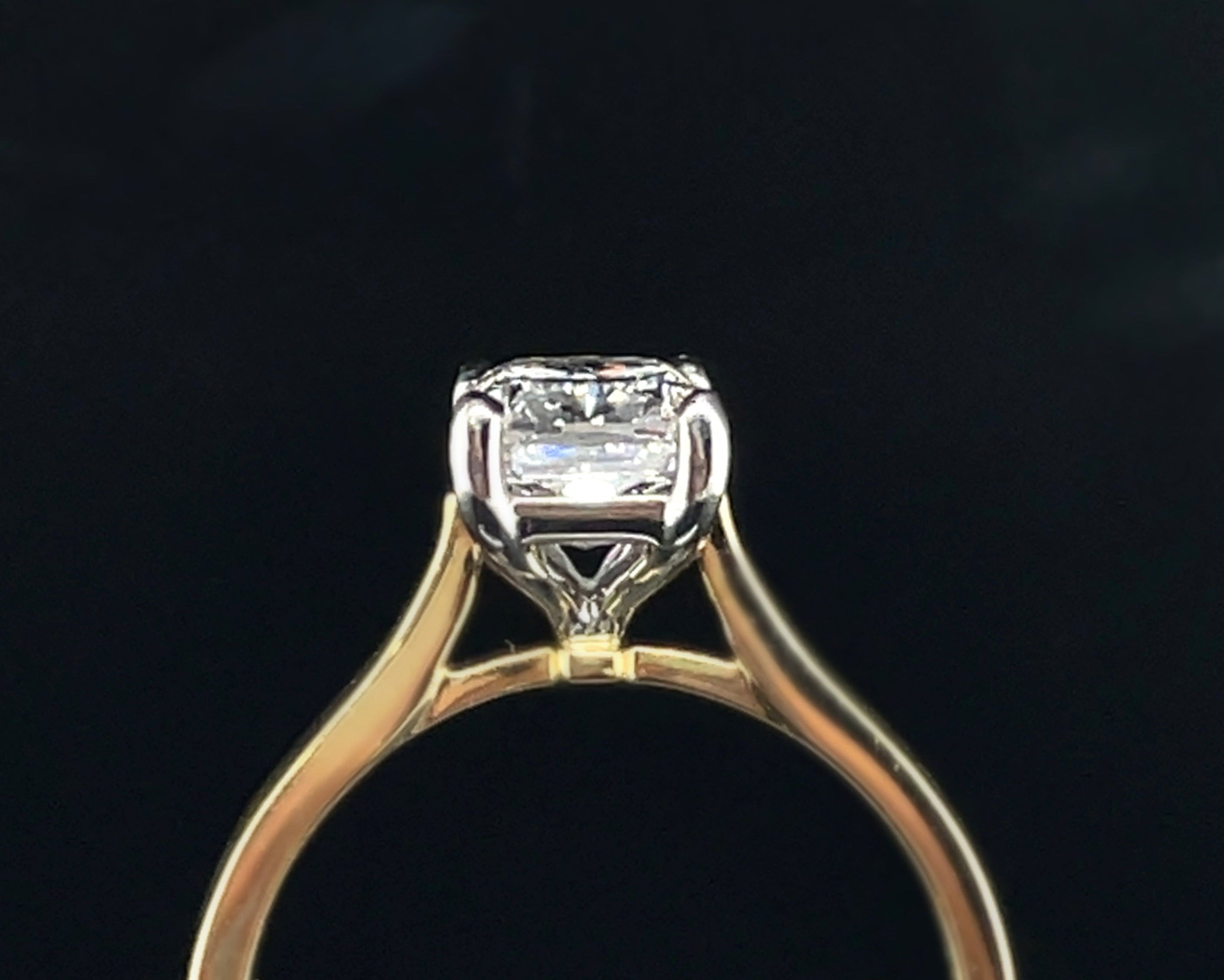 2ct Elongated Cushion Cut Diamond Ring in 18ct Yellow Gold with Platinum Setting