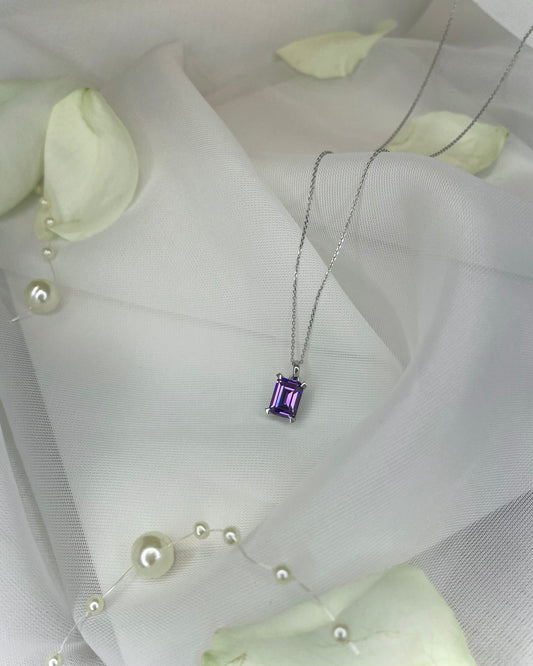 9ct White Gold purple Swarovski Crystal Pendant