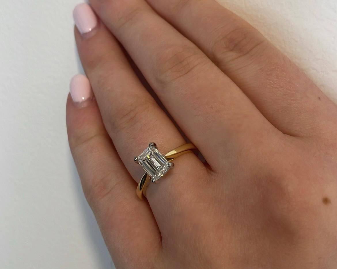 1.50ct Emerald Cut Diamond Solitaire 18ct Engagement Ring