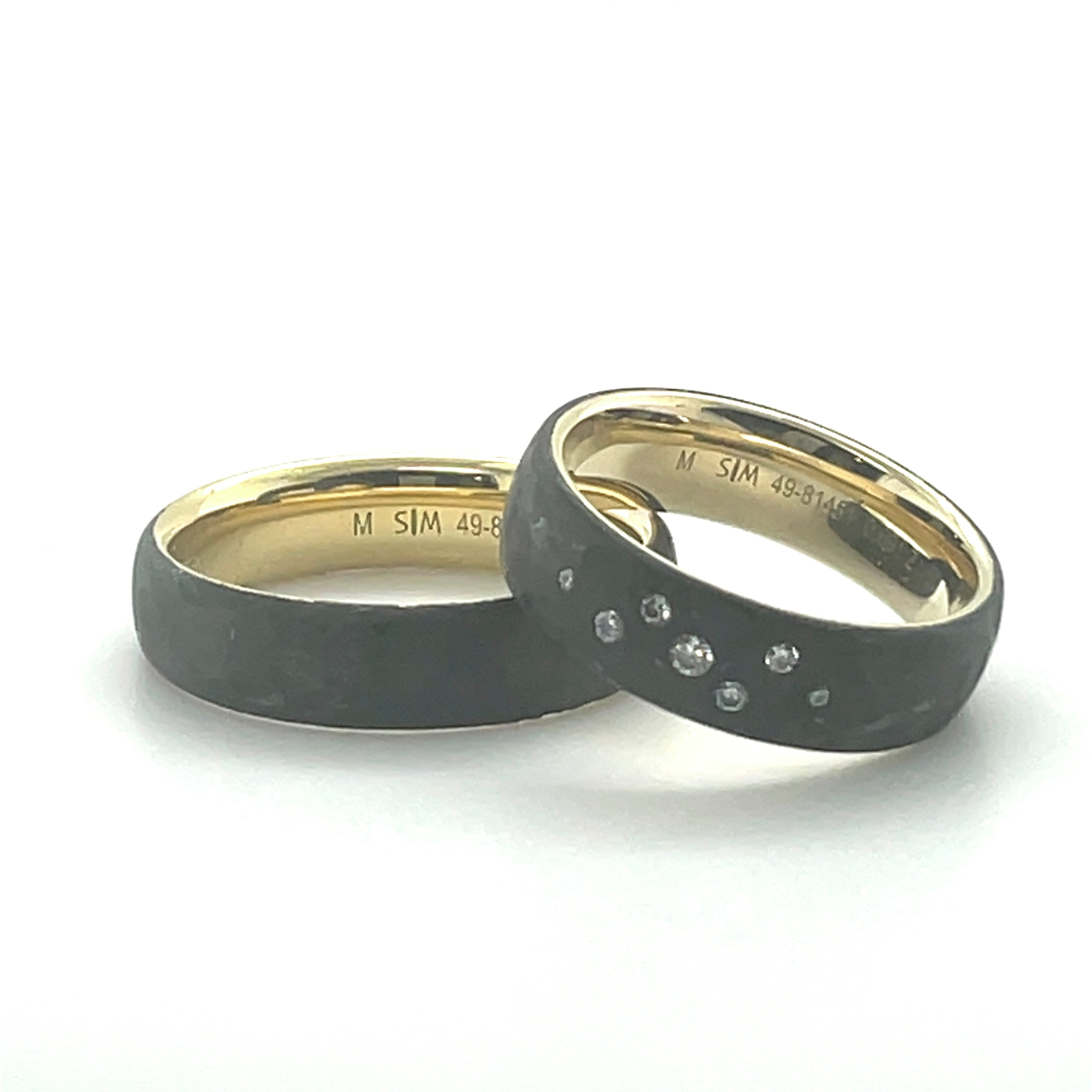 Black Carbon Raindrop Diamond Wedding Band