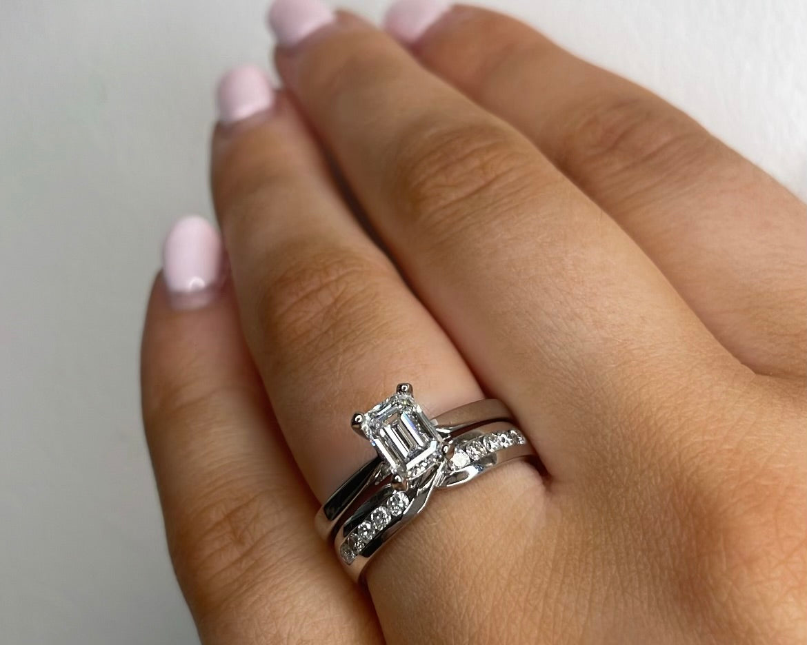 18ct White Gold & Diamond Crossover Wedding Band