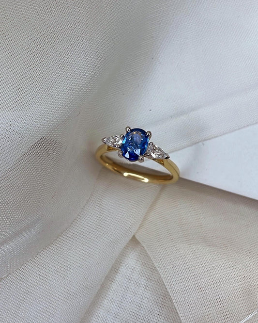Oval Sapphire & Diamond Three Stone Ring