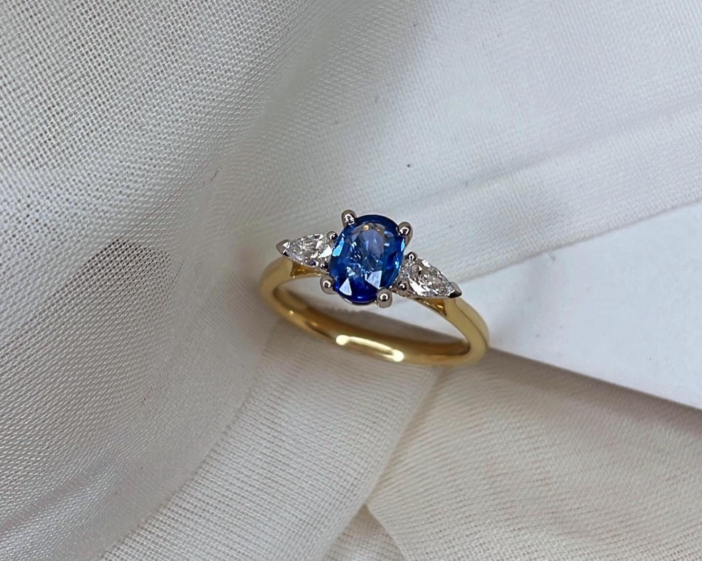 Oval Sapphire & Diamond Three Stone Ring