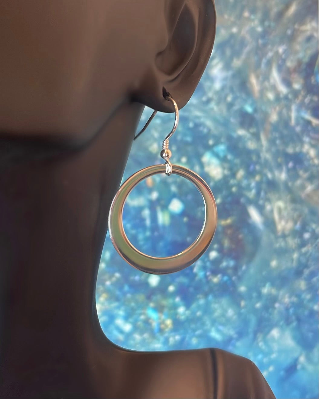 Large Sterling Silver Hoop Circle Earrings