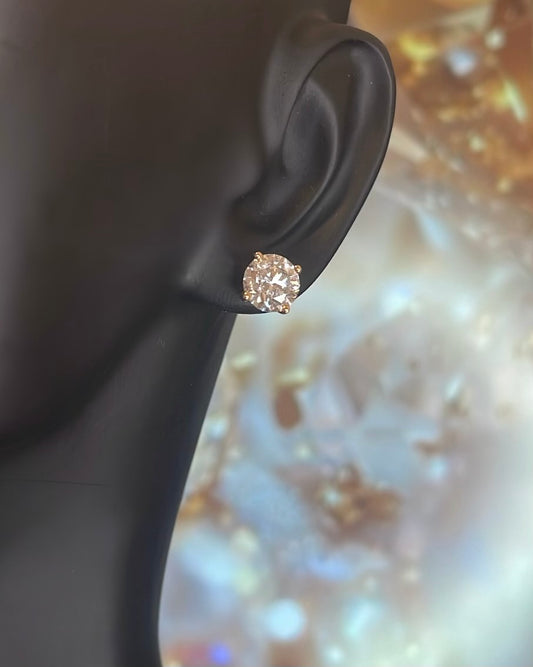 2ct Total Round Brilliant Diamond Stud 9ct Yellow Gold Earrings
