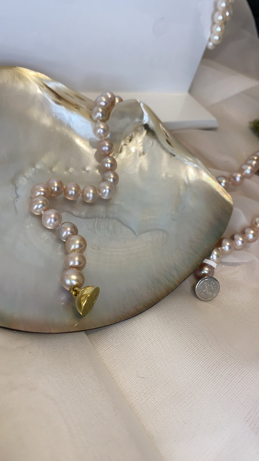 Medium Champagne Freshwater Pink Pearl Necklace