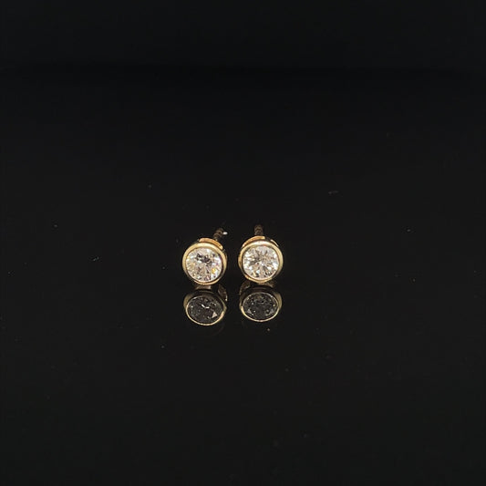 9ct Yellow Gold Rubover Setting Diamond Earring