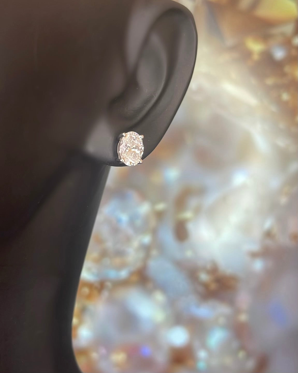 2.08ct Total Oval Diamond Stud 9ct White Gold Earrings