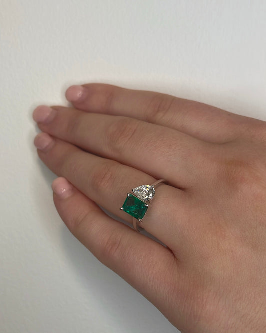 Toi Et Moi Emerand & Diamond Ring