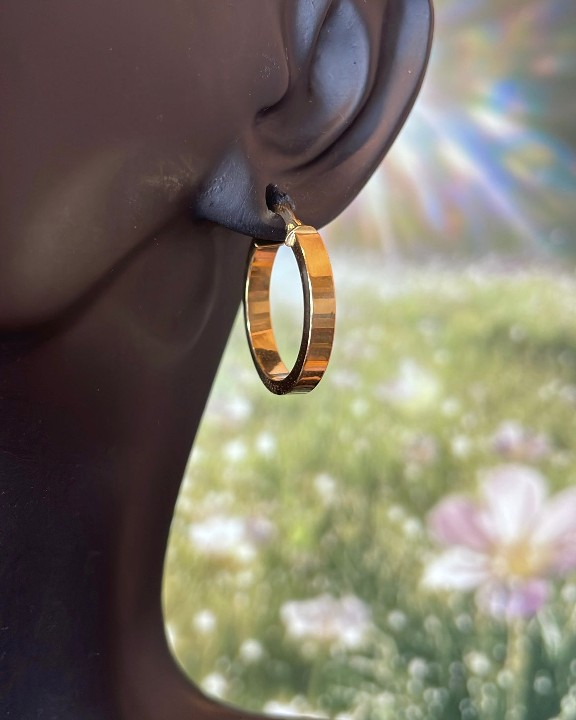 Medium Flat Yellow Gold Hoop Earrings
