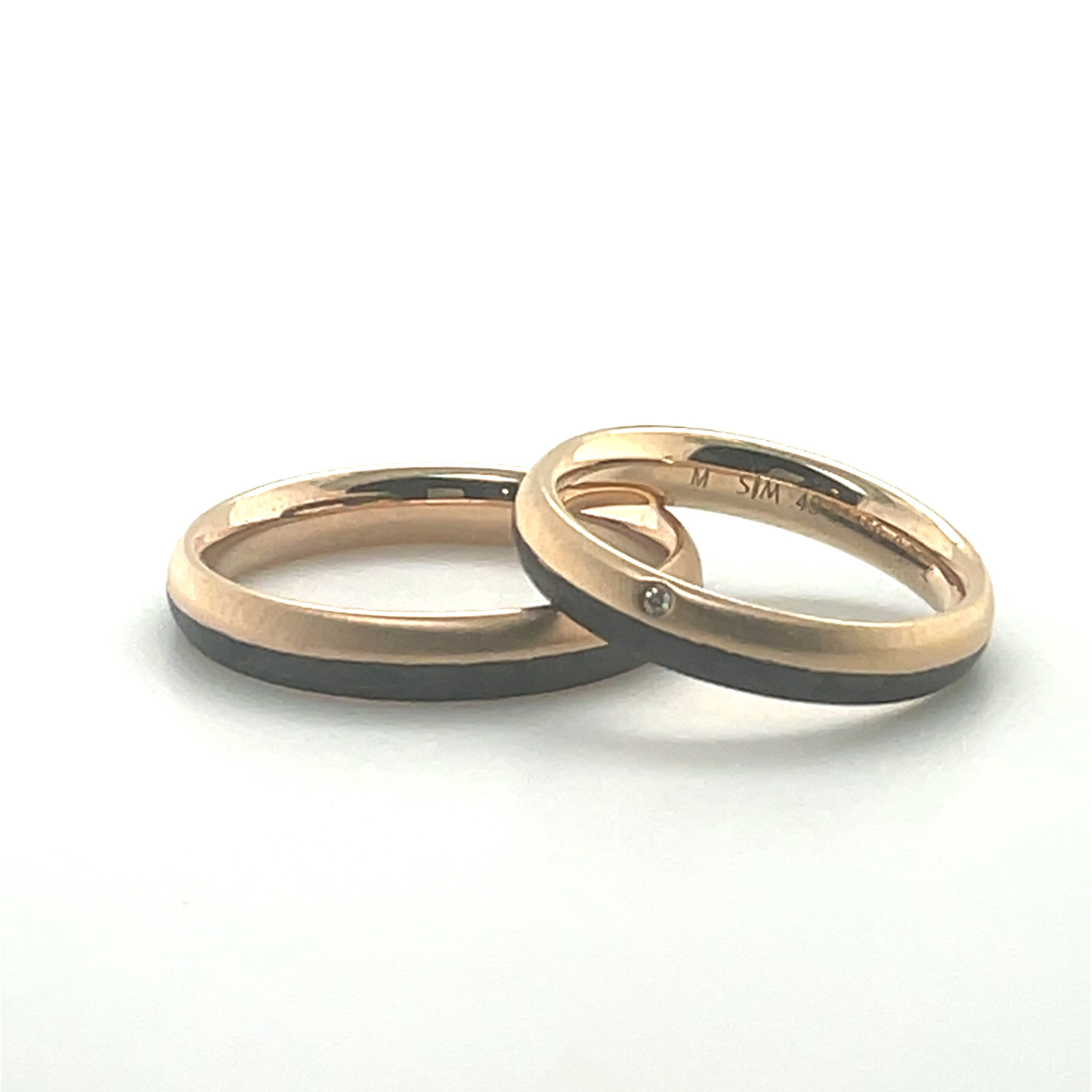 Black Carbon Half Rose Gold Diamond Wedding Band