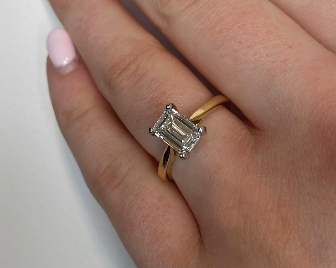 1.50ct Emerald Cut Diamond Solitaire 18ct Engagement Ring