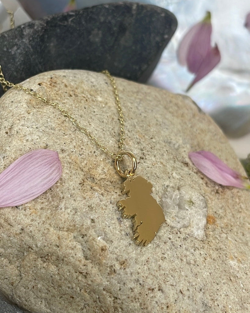 Mini Map of Ireland 9ct Gold Pendant