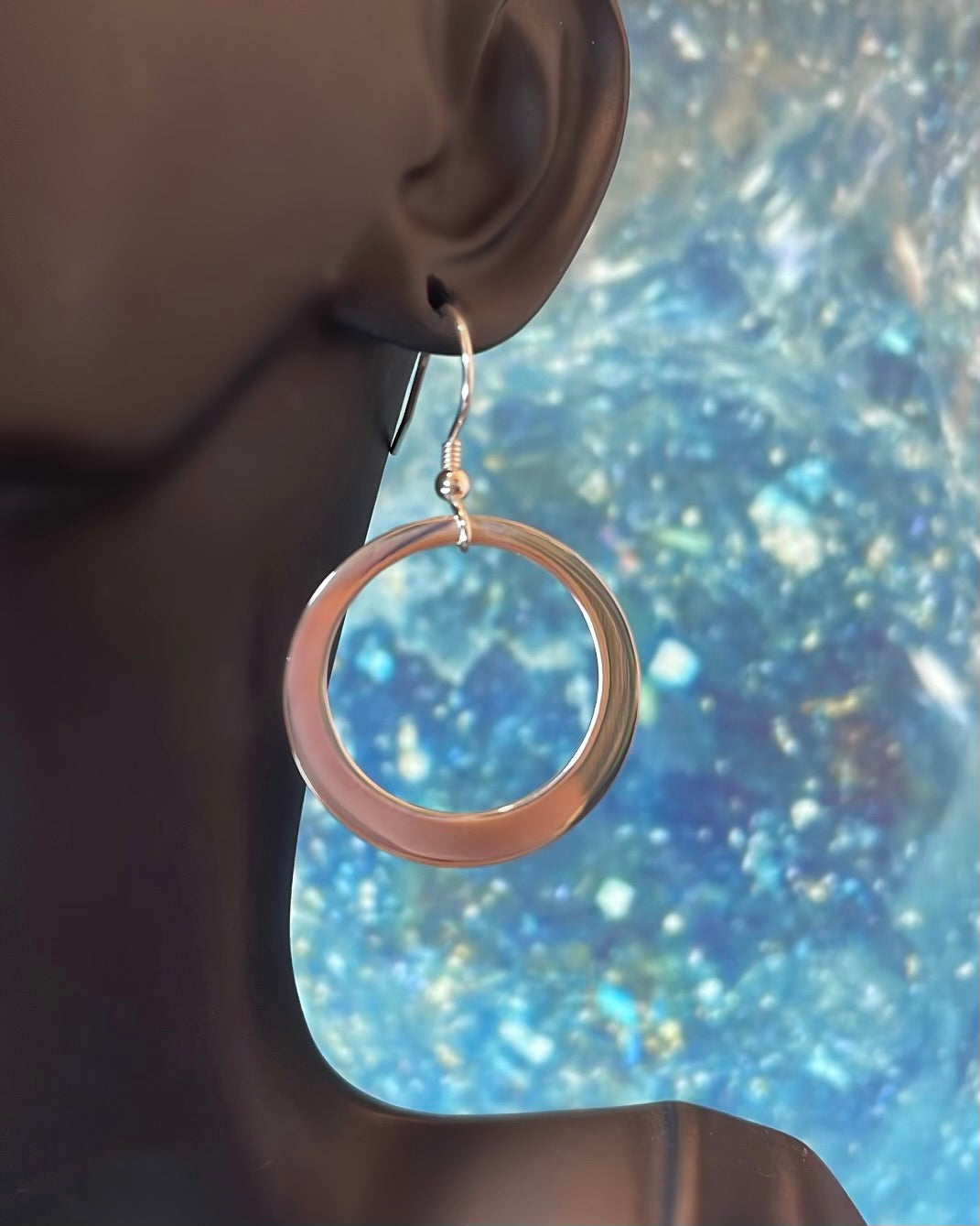 Large Sterling Silver Hoop Circle Earrings