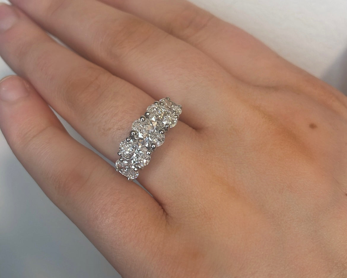 3.59ct Five Stone Oval ring in 18ct yellow gold