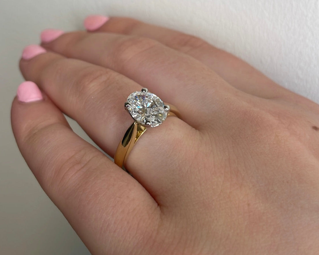 2.20ct Oval Diamond Solitaire Ring in 18ct Yellow Gold