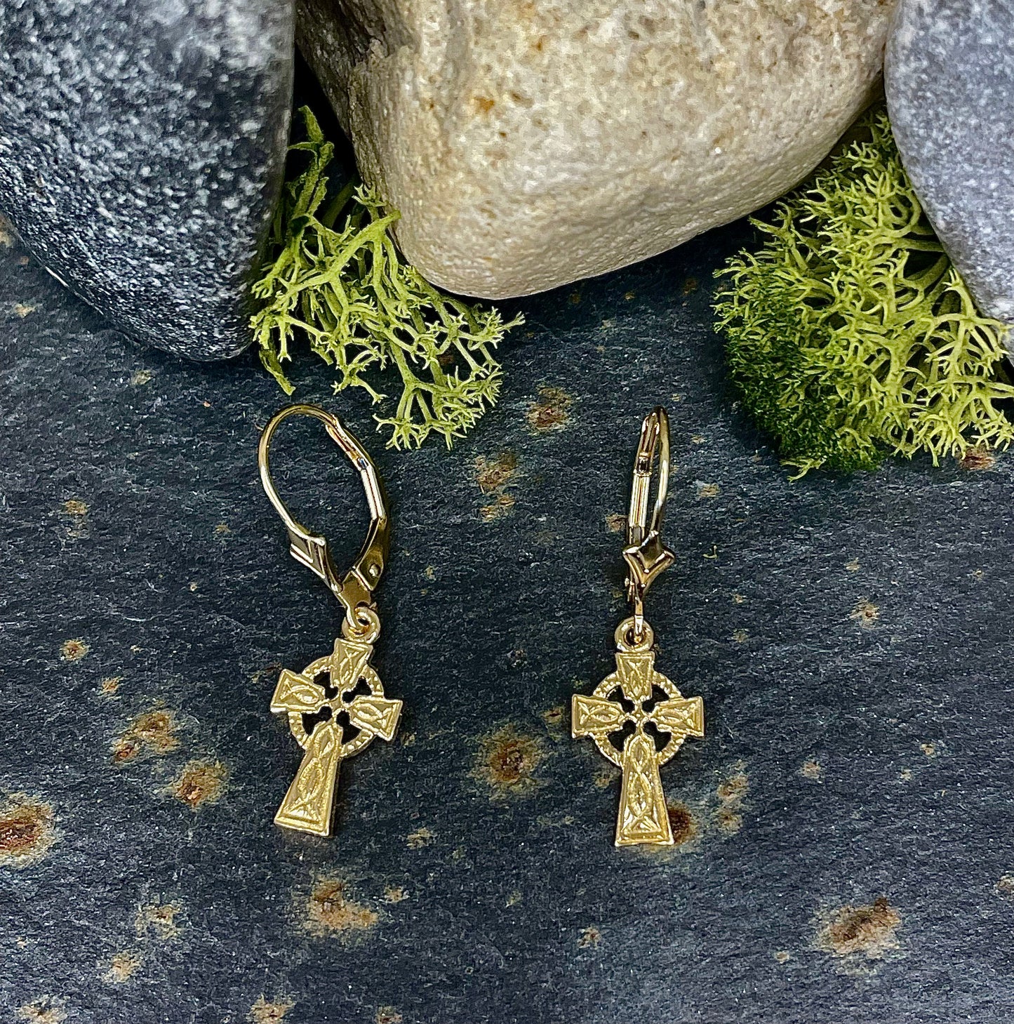 Celtic Cross 9ct Gold Earrings