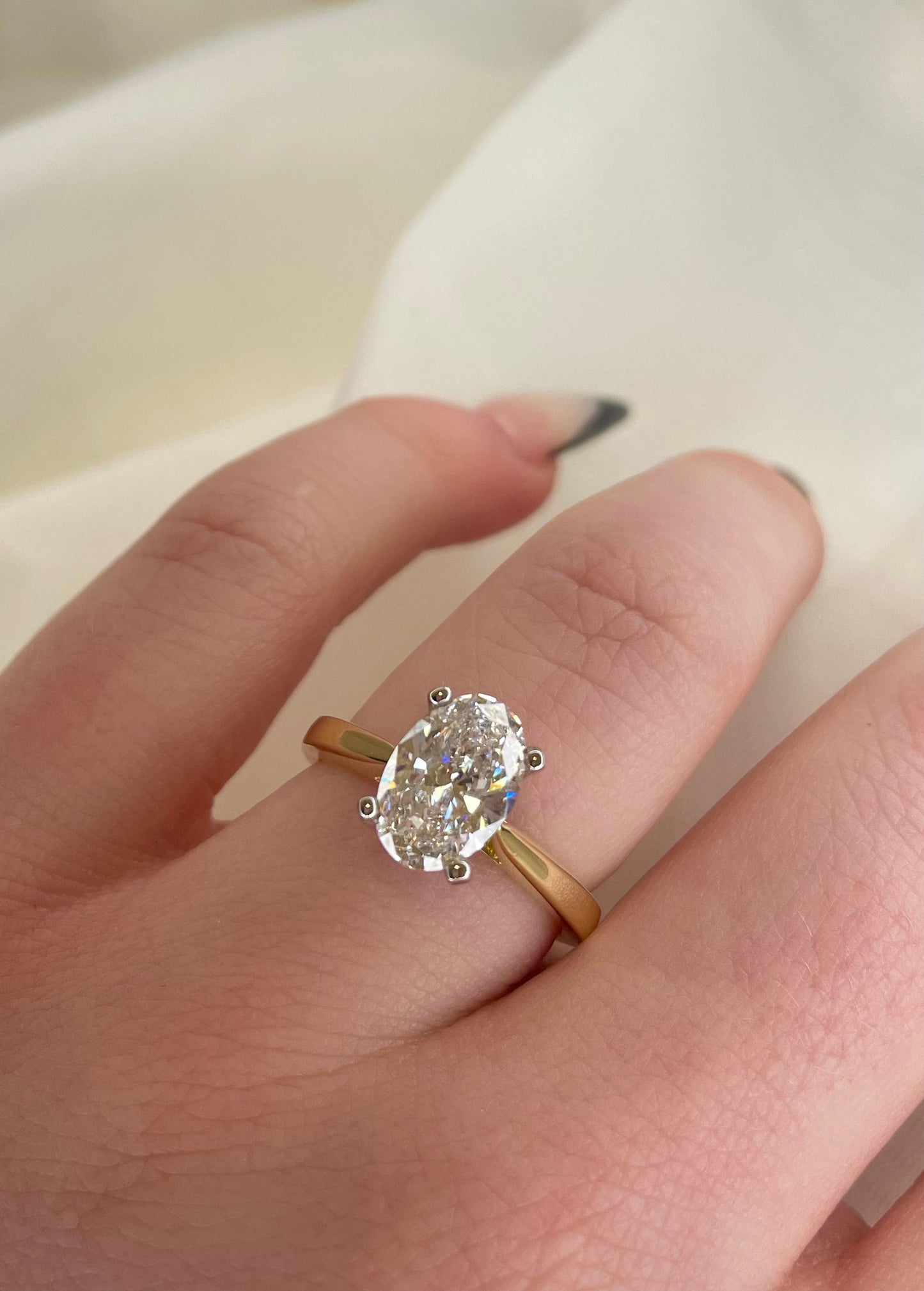 1.71ct Lab Grown Oval Diamond Yellow Gold  Engagement Ring