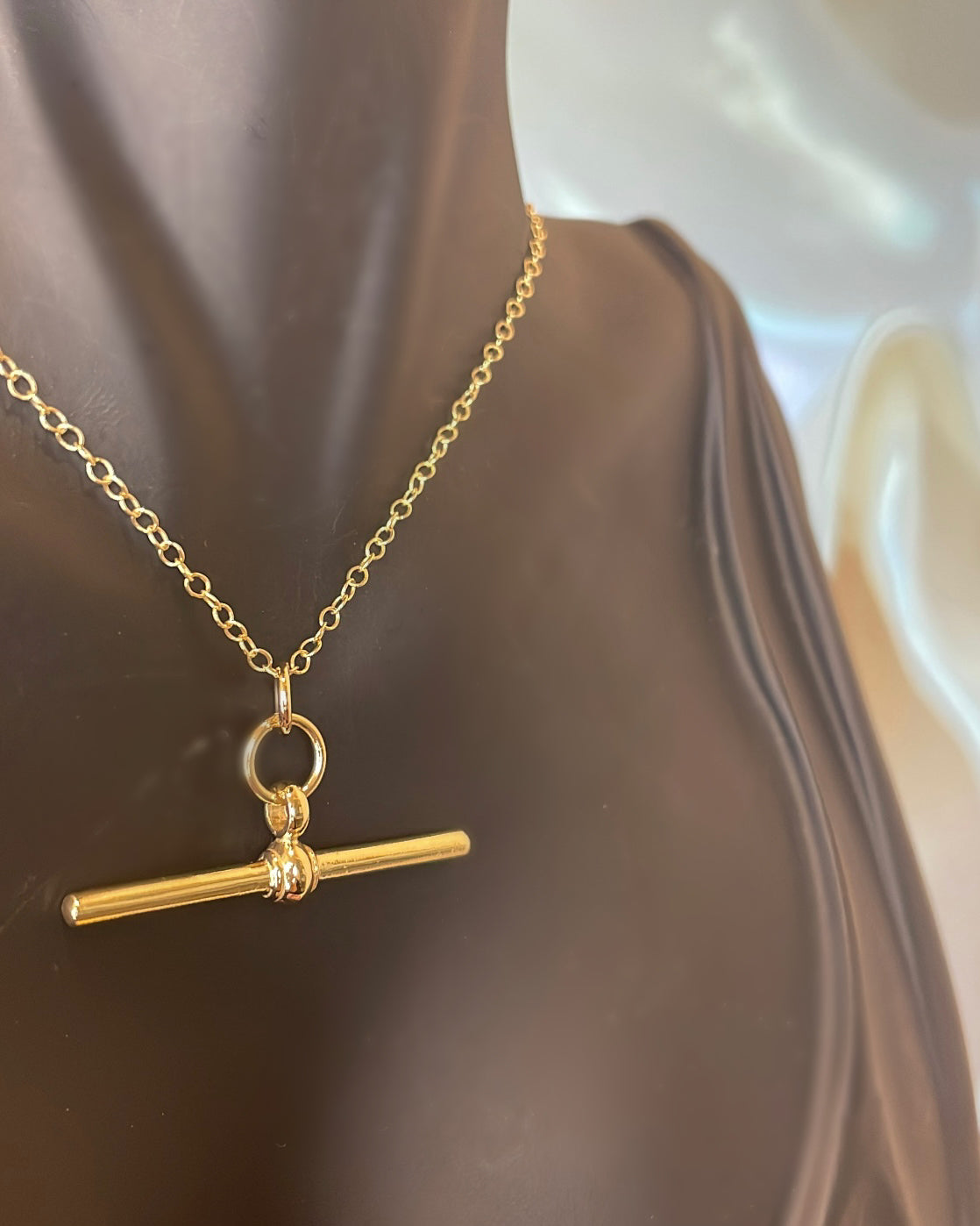 9ct Yellow Gold Traditional T-bar Double Hoop Pendant
