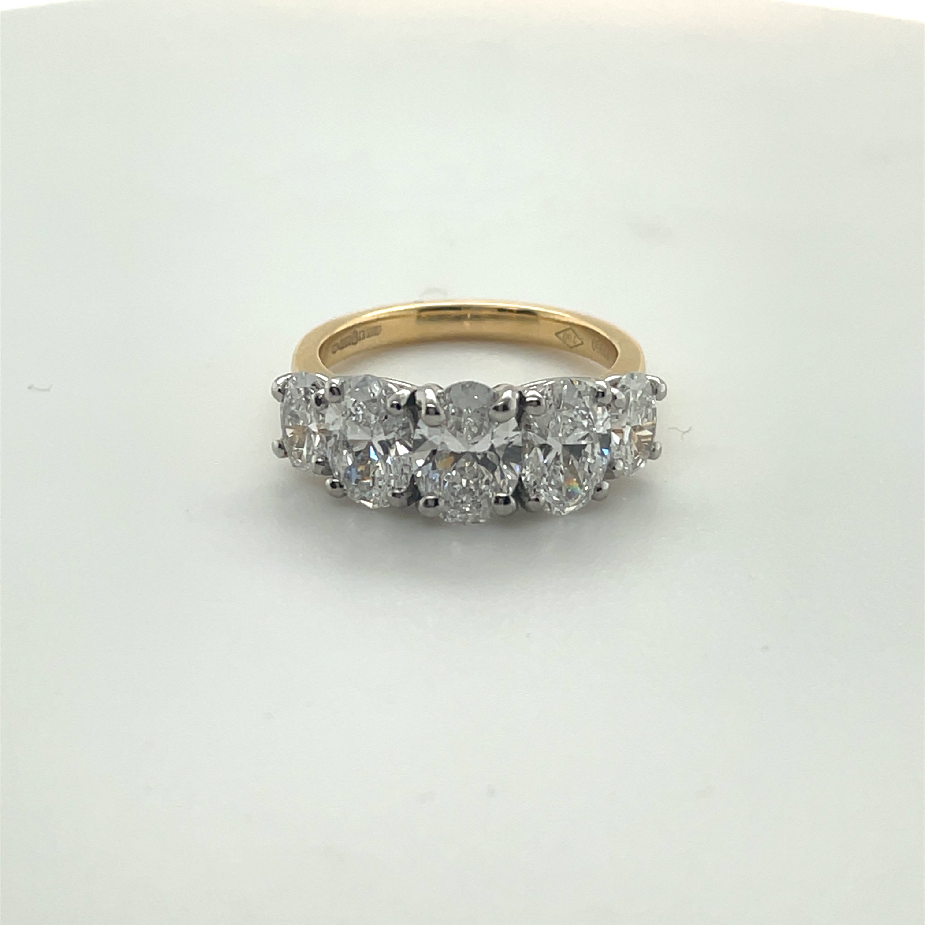 3.59ct Five Stone Oval ring in 18ct yellow gold