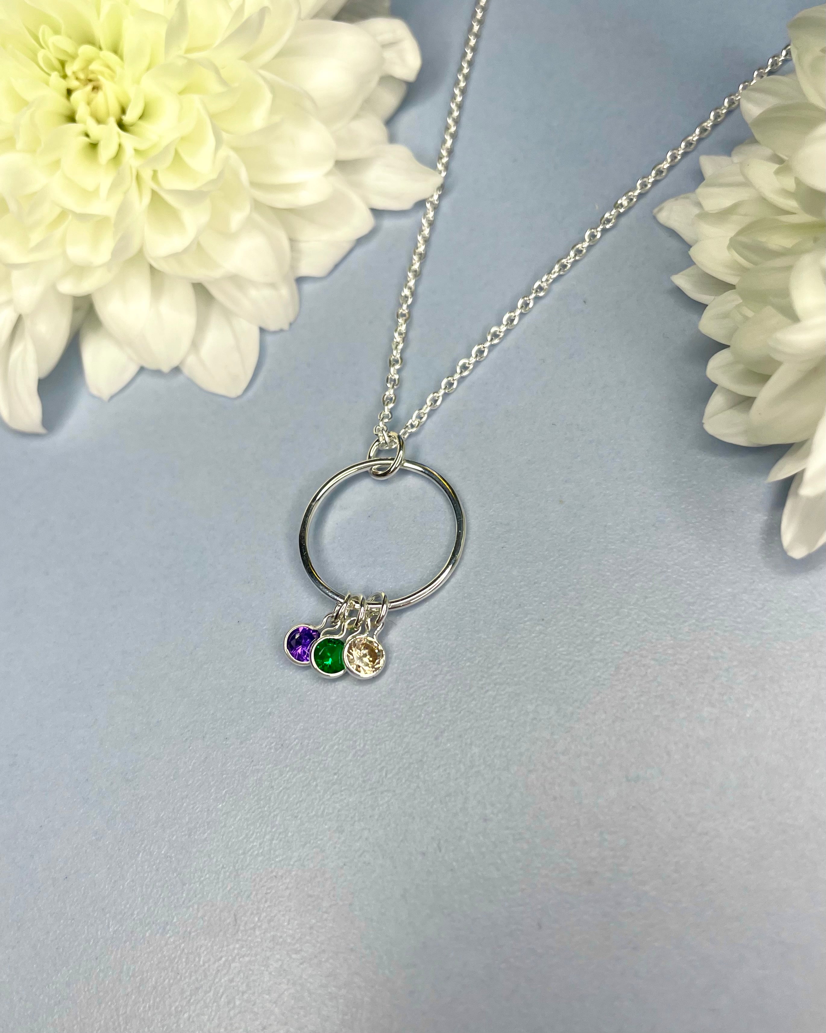 Sterling Silver Birthstone/Mothers Pendant